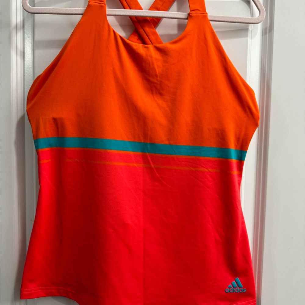 Orange and red adidas tennis top